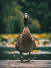 Fototapeta premium goose isolated on wooden background