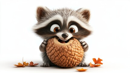 Obraz premium 3D Cartoon Raccoon: Mischievous and Adorable - Image Download
