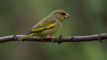 Fototapeta premium a yellow wagtail on a branch in the morning