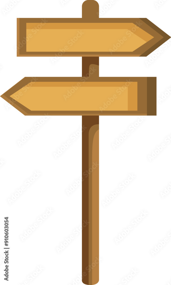 Poster simple wooden signpost is pointing in two different directions