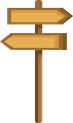 Simple wooden signpost is pointing in two different directions