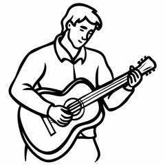 Silhouette of a Musician Playing Guitar: Artistic silhouette of a musician playing the guitar, great for music-related designs.
