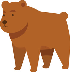 Illustration of a large brown bear standing on all fours, looking ahead