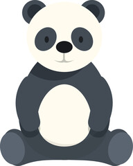 Cute cartoon panda bear is sitting down with a happy expression © nsit0108