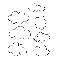Cloud set isolated with white background 