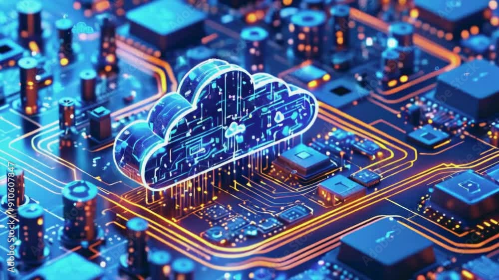 Poster computer circuit board with electronic cloud