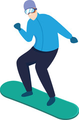 Snowboarder is balancing on a snowboard while snowboarding downhill