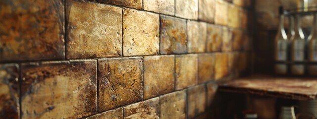 Fancy ceramic restaurant kitchen walls, the color must be a mix of dark brown and light brown.