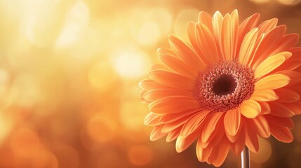 Orange gerbera daisy in soft focus with