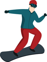 Snowboarder is gracefully gliding down the slopes, showcasing the thrill and excitement of winter sports