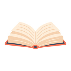 Open book icon isolated on white background. Clipart. Book opening with white pages, text. Book reading design for education concept. Textbook, dictionaries, encyclopedias for studing. Vector