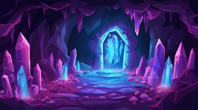 The Alien planet landscape with rocks and futuristic building, Game background, Illustration