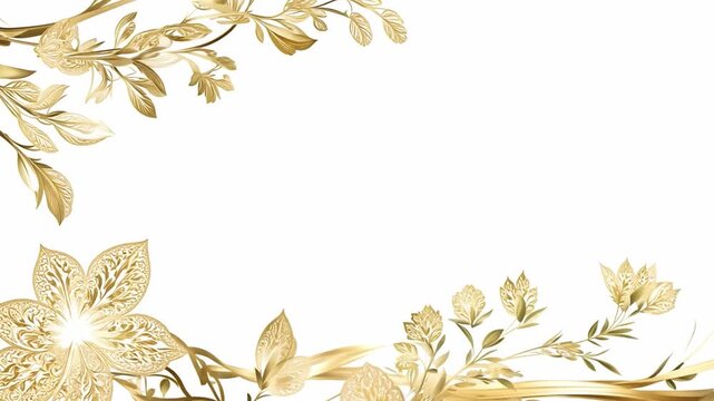 This Delicate golden floral elements arranged beautifully on a white backdrop.
