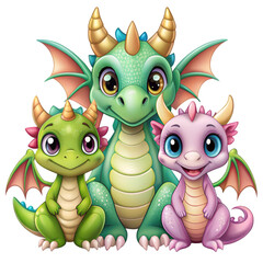 Fototapeta premium Cartoon dragon couple
