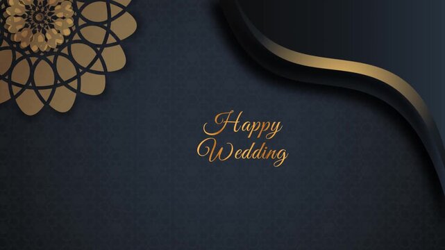 luxury happy wedding invitation design. vintage wedding greeting card with golden color and luxurious ornament. video template animation
