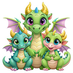 Fototapeta premium Cartoon dragon couple
