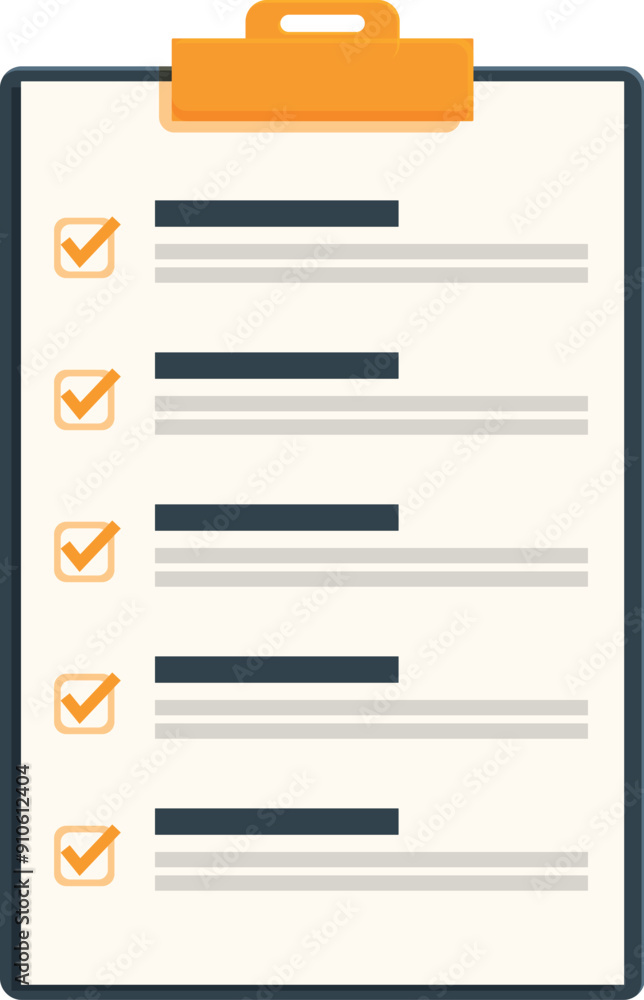 Poster clipboard is showing a checklist with all items checked off, indicating successful completion of tas