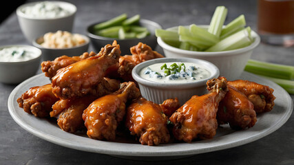 Fototapeta premium Plate of chicken wings with ranch dip