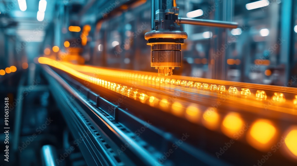 Aufkleber A factory line with a machine that is making something
