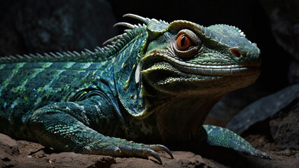 Obraz premium An iguana staring directly at the camera with a curious expression