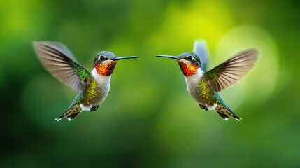 Fototapeta premium Hummingbird Duet: A Graceful Encounter