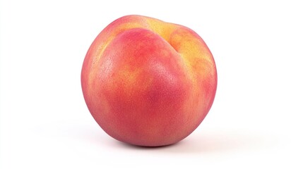 A Single Peach Isolated on a White Background