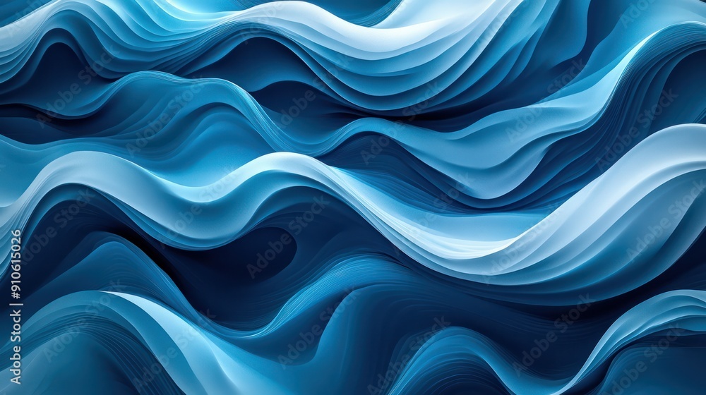 Wall mural The image is a blue wave with white ripples