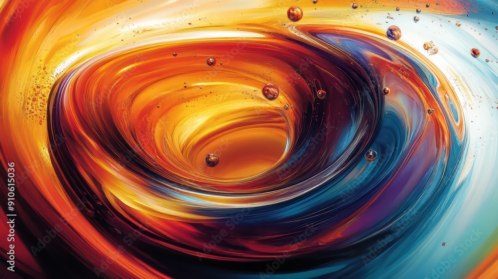 Poster a colorful swirl of paint with a lot of small dots