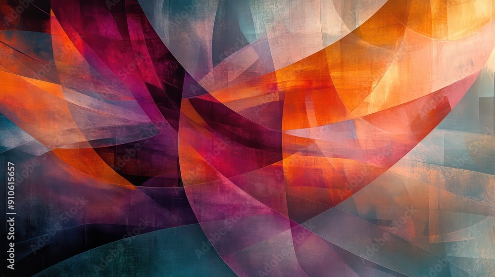 Poster a colorful abstract painting with a lot of different shapes and colors