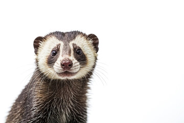 Fototapeta premium Close-Up Portrait of a Cute Ferret Looking at Camera