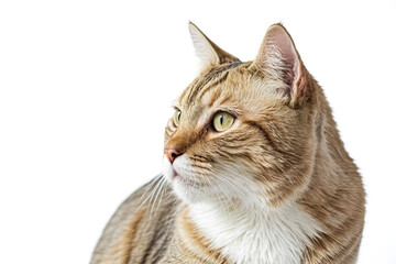 Close-up Portrait of a Ginger Tabby Cat with Green Eyes Looking to the Side