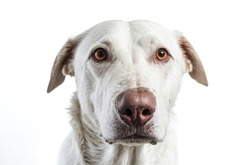 Obraz premium Close-up portrait of a white dog with brown eyes