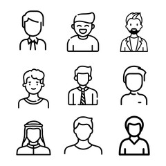 Stroke line icons set of user. Simple symbols for app development and website design. Vector outline pictograms isolated on a white background.