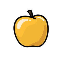 An illustration of a full yellow apple on a white background