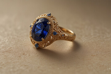 Golden Ring With Blue Topaz | Diamond Engagement Ring | Blue Sapphire | Gem and Jewellery Business