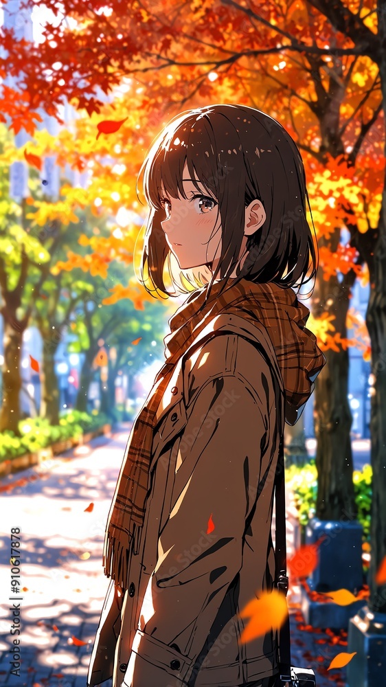 Canvas Prints anime girl in fall outfit character illustration cartoon design