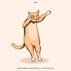 Hand Drawn Cute Cat Illustration Vector