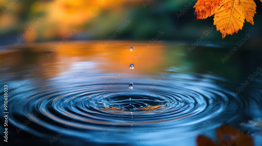 Aufkleber a drop of water falls into a body of water, creating a ripple effect