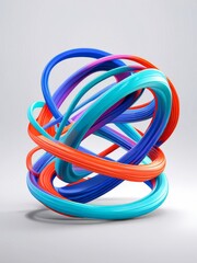 Abstract 3d Composition of Colorful Curved Lines