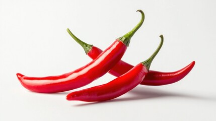 Three Red Chili Peppers on a White Background