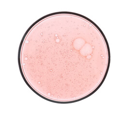 Petri dish with sample isolated on white, top view