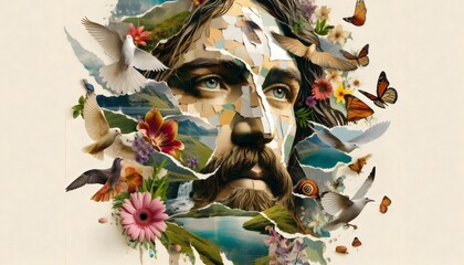 Inspirational Art: Torn Paper Collage of Jesus of Nazareth