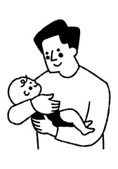 Father holding baby while smiling_2