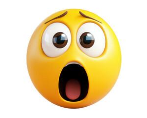 Fototapeta premium A shock face emoticon isolated on white transparent background