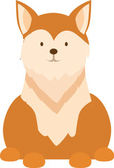 Simple vector illustration of a cartoon fox sitting down, isolated on a white background