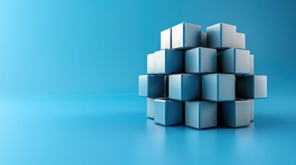 Business teamworkconcept - cube assembling from blocks.