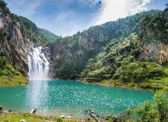 waterfall in the mountains