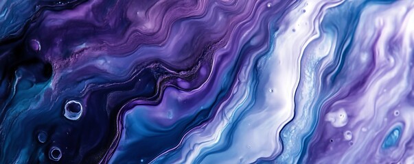 Abstract purple and white fluid art, colorful