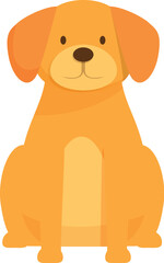 Adorable cartoon dog with big brown eyes sitting patiently