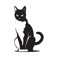 Cat silhouette against a white background. Ideal for pet themed design